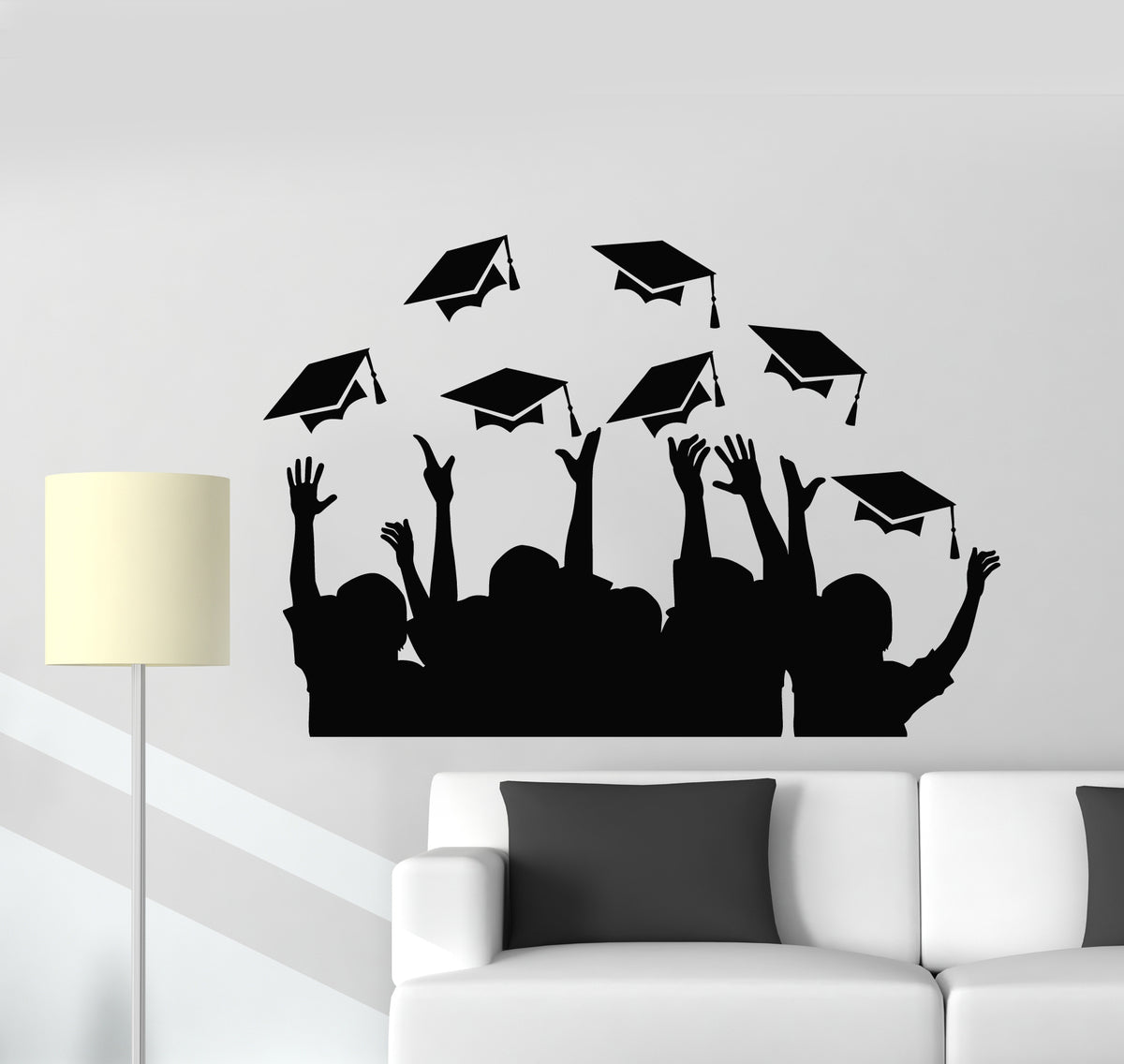 Vinyl Wall Decal Graduates Square Academic Cap Knowledge School Sticke ...