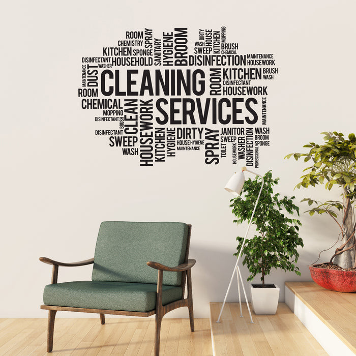 Vinyl Wall Decal Cleaning Service Words Cloud Stickers Mural (ig6459)