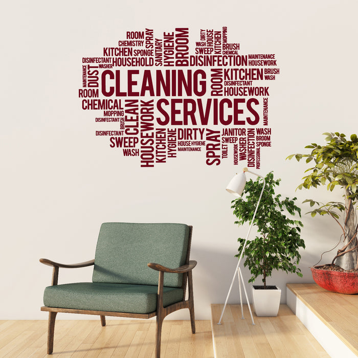 Vinyl Wall Decal Cleaning Service Words Cloud Stickers Mural (ig6459)