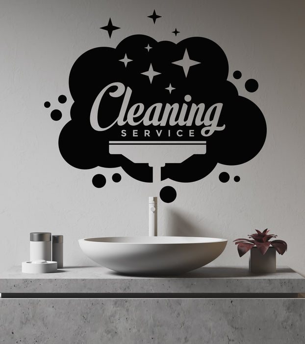 Cleaning Service Vinyl Wall Decal Cleaning Up Cleaning Company Logo Wash Dry Stickers Mural (k094)