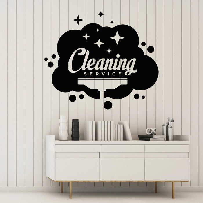 Cleaning Service Vinyl Wall Decal Cleaning Up Cleaning Company Logo Wash Dry Stickers Mural (k094)