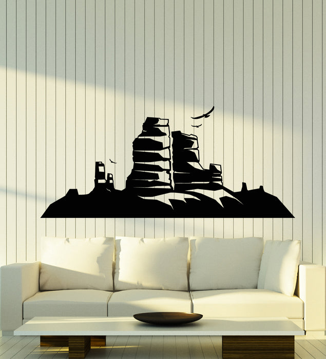 Vinyl Wall Decal Cliff Stone Mountains Island Birds Nature Stickers Mural (g2287)