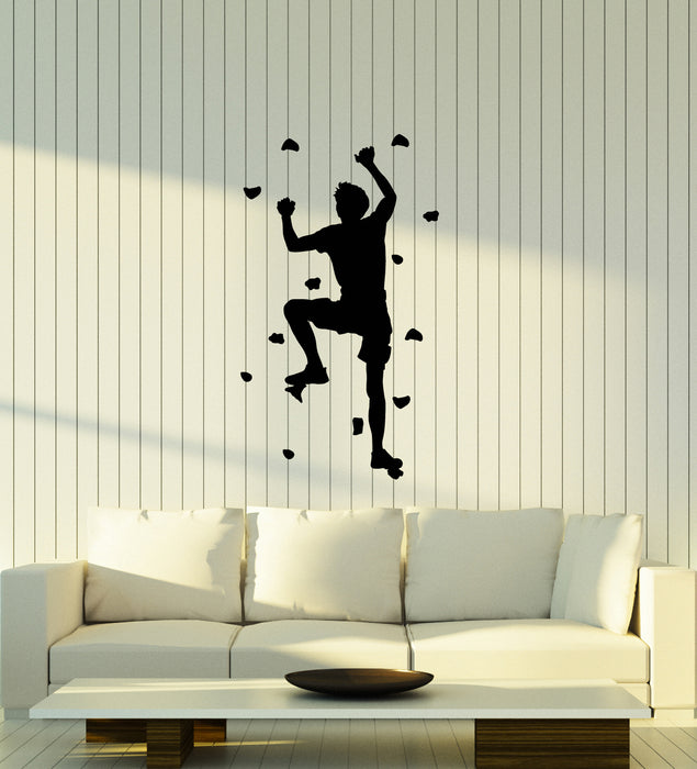 Vinyl Wall Decal Rock Climber Climb without Rope Extreme Sports Stickers Mural (ig6104)