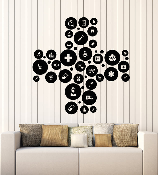 Vinyl Wall Decal Clinical Hospital Medical Cross Health Icons Stickers Mural (g5295)
