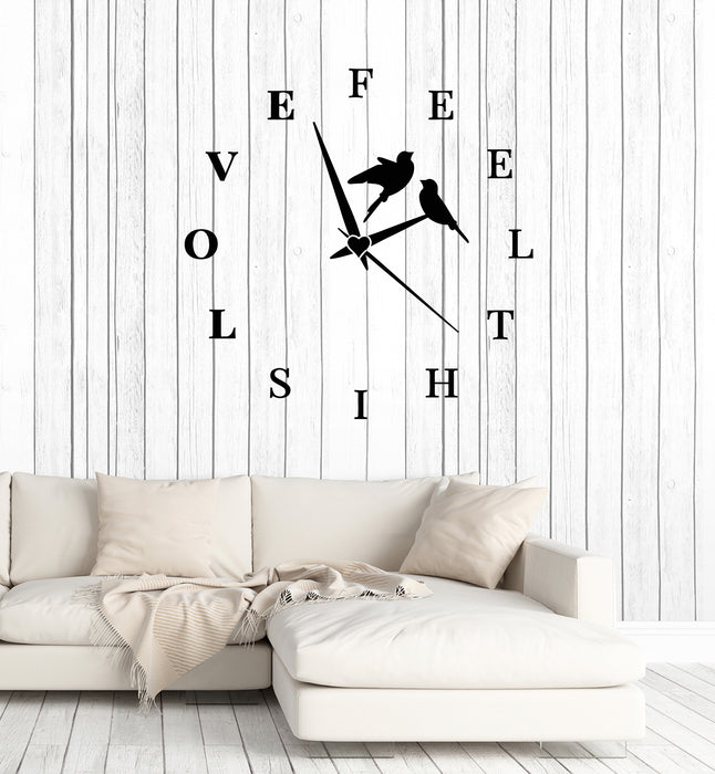 Vinyl Wall Decal Lettering Feel This Love Birds Clock Home Room Stickers Mural (g2704)