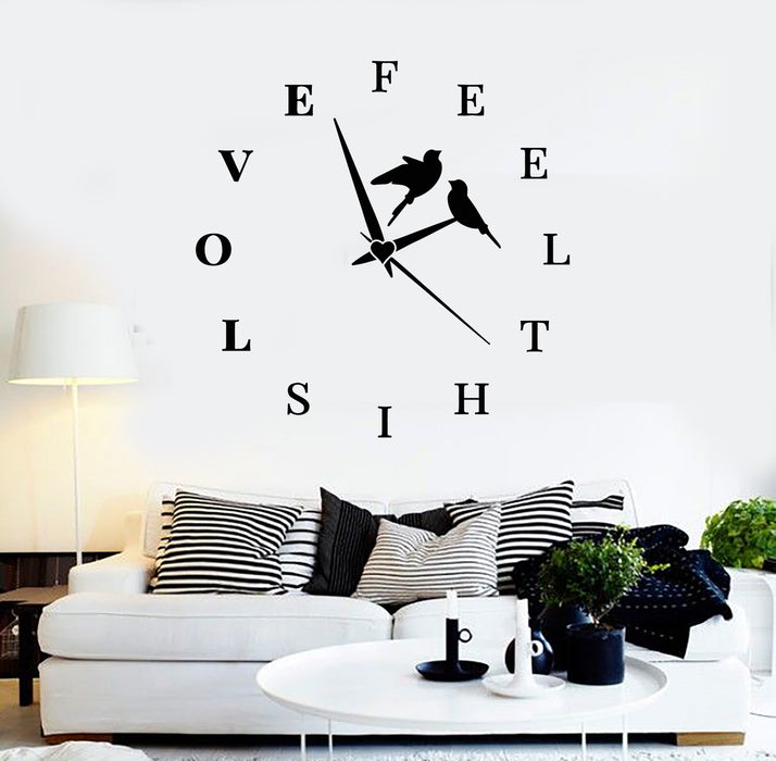 Vinyl Wall Decal Lettering Feel This Love Birds Clock Home Room Stickers Mural (g2704)