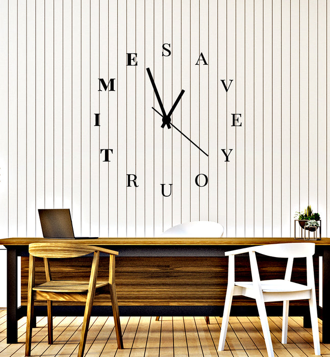 Vinyl Wall Decal Clock Phrase Words Save Your Time Home Decor Stickers Mural (g2705)