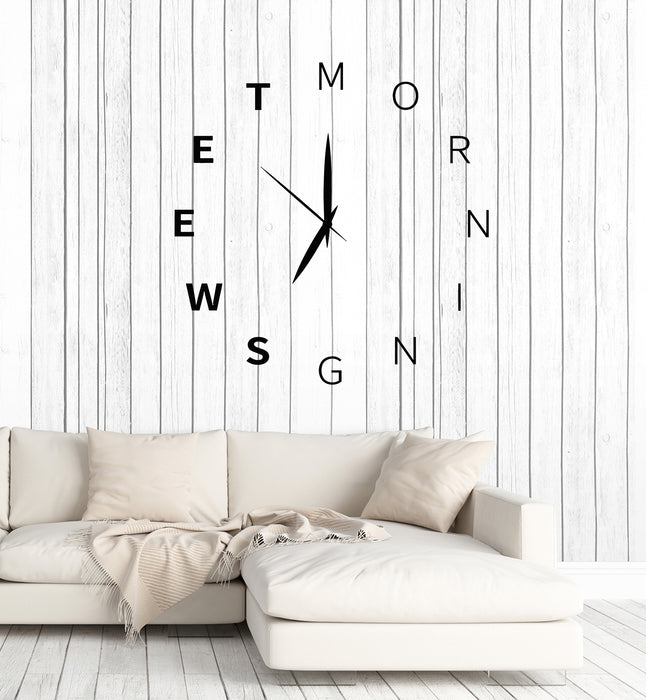 Vinyl Wall Decal Words Sweet Morning Clock Time Home Art Stickers Mural (g2731)