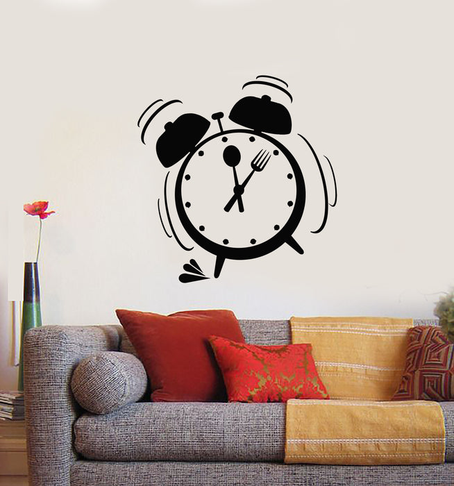 Vinyl Wall Decal Alarm Clock Time To Eat Kitchen Break Room Stickers Mural (g581)