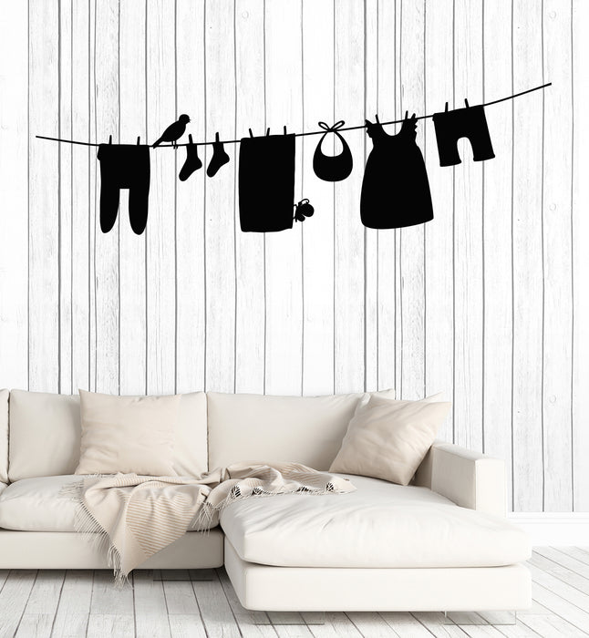 Vinyl Wall Decal Laundry Room Dry Cleaning Service Clothes Stickers Mural (g4974)