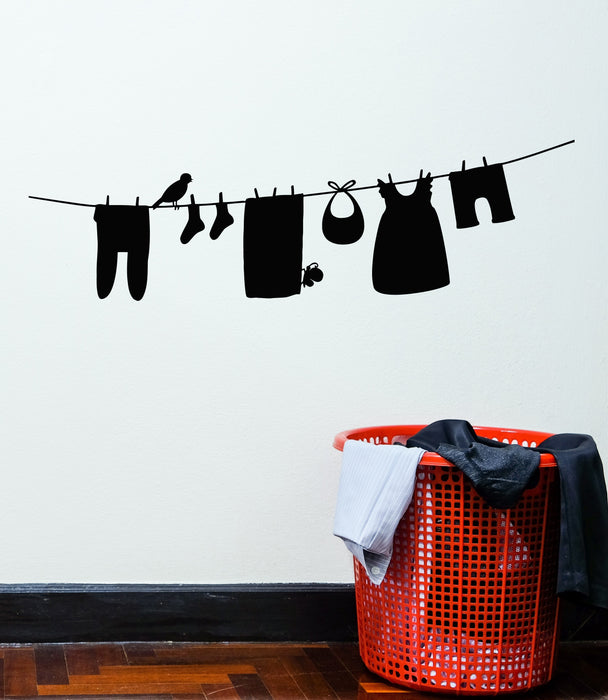Vinyl Wall Decal Laundry Room Dry Cleaning Service Clothes Stickers Mural (g4974)
