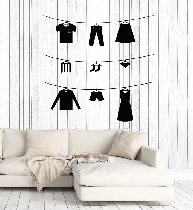 Vinyl Wall Decal Family Clothes Hanger Dress Laundry Room Stickers Mural (g1232)