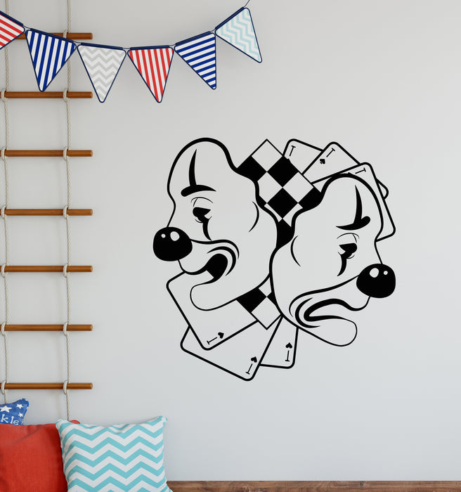 Vinyl Wall Decal Clown Cards Gambling Aces Casino Interior Stickers Mural (g5801)