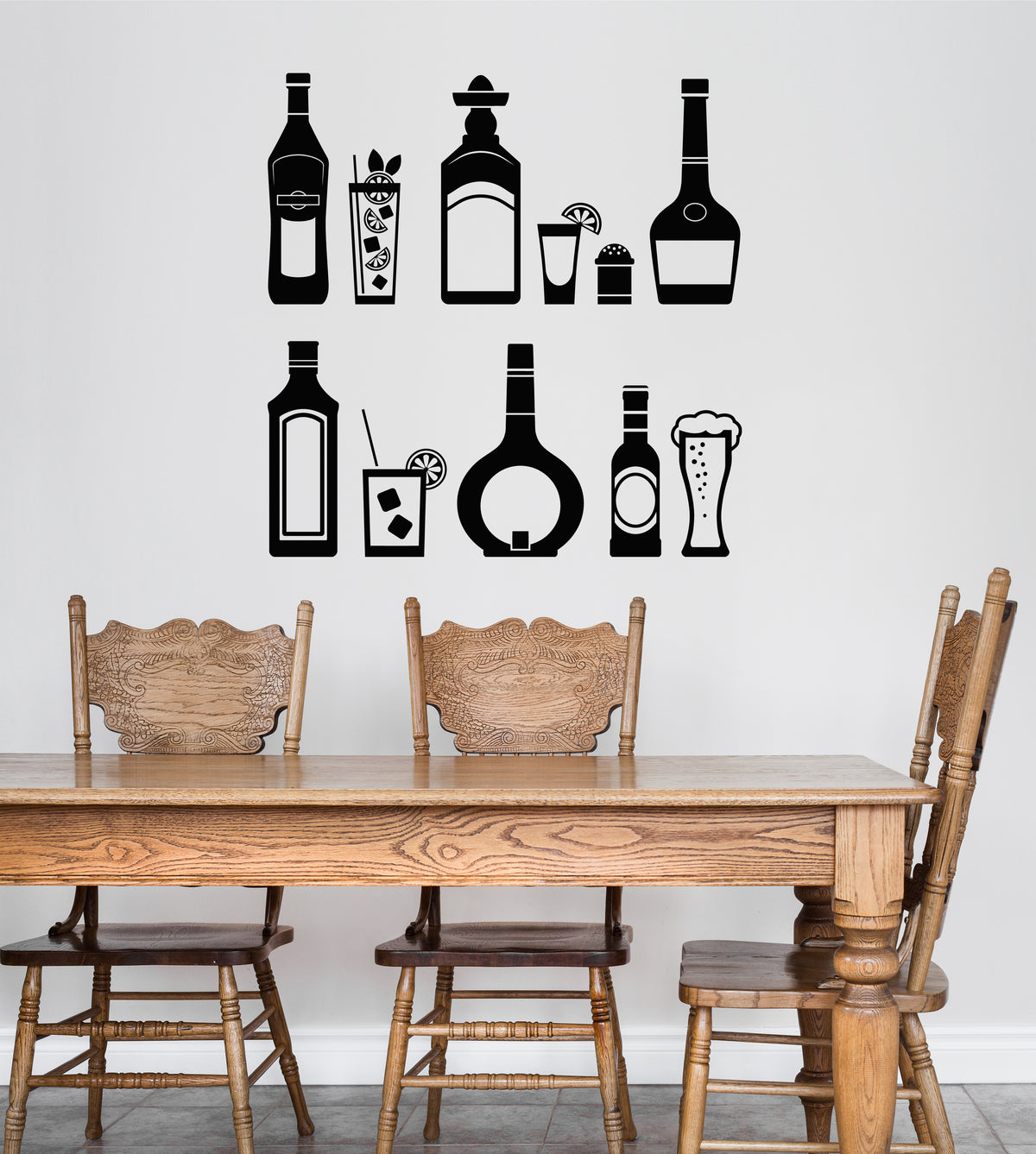 Cocktails Vinyl Wall Decal Decor for Bars Restaurants Cafes Bottles St