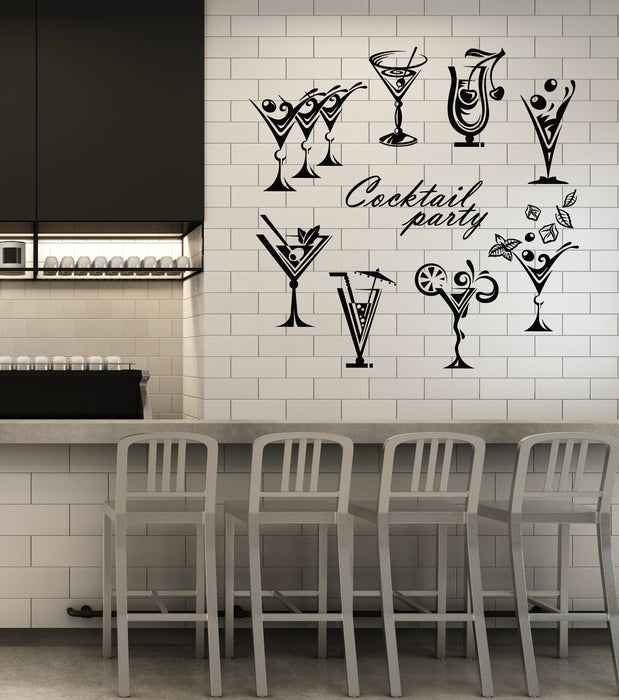Vinyl Wall Decal  Drinking Collection Cocktail Party Glass Bar Alcohol Stickers Mural (g4342)