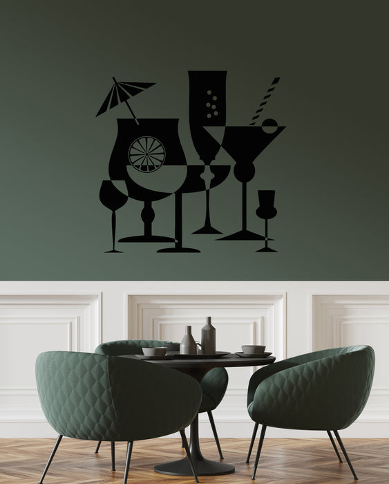 Vinyl Wall Decal Drink Glass Martini Cocktail Glass Collection Stickers Mural (g8121)