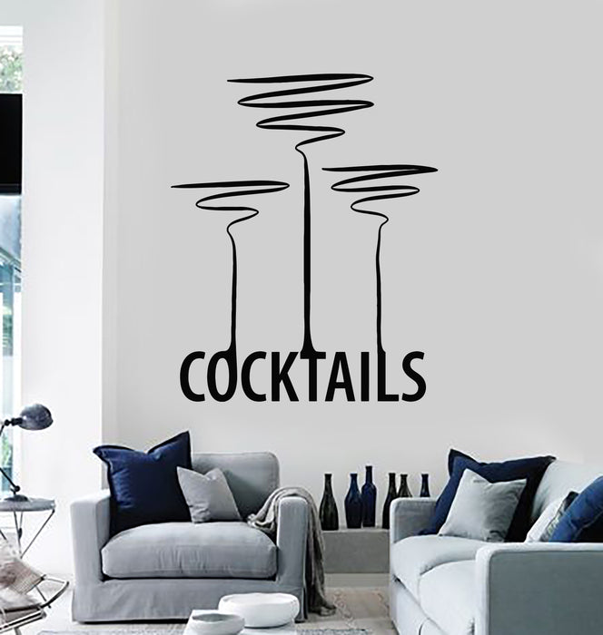 Vinyl Wall Decal Cocktail Party Alcohol Drink Bar Night Club Stickers Mural (g2861)