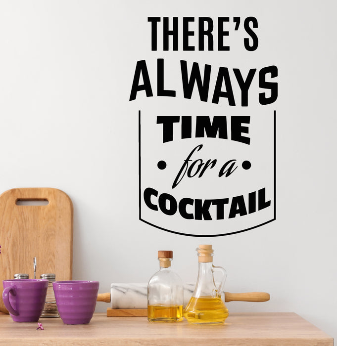 Vinyl Wall Decal Always Time Cocktail Drink Glass Bar Pub Drinking Stickers Mural (g5611)