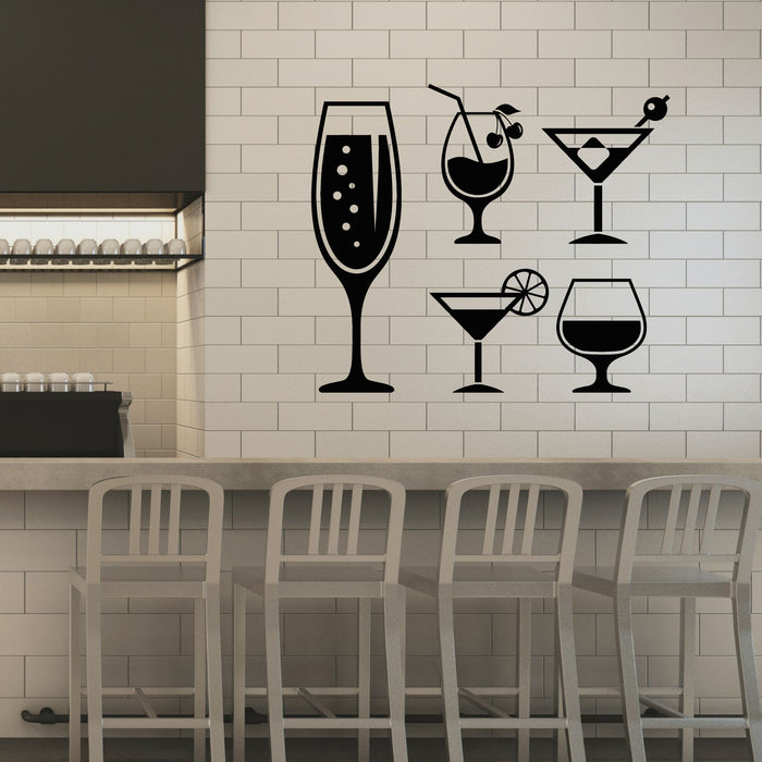 Vinyl Wall Decal  Drinking Glass Martini Cocktail Beach Bar Stickers Mural (g8103)
