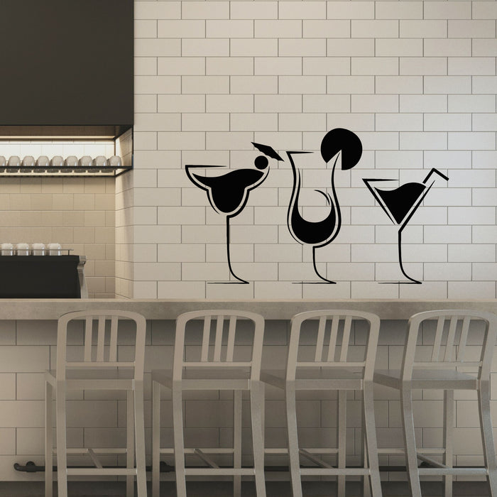 Vinyl Wall Decal Beach Cafe Drink Glass Martini Cocktail Collection Stickers Mural (g8395)