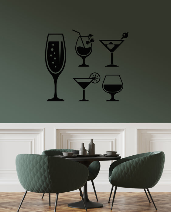 Vinyl Wall Decal  Drinking Glass Martini Cocktail Beach Bar Stickers Mural (g8103)