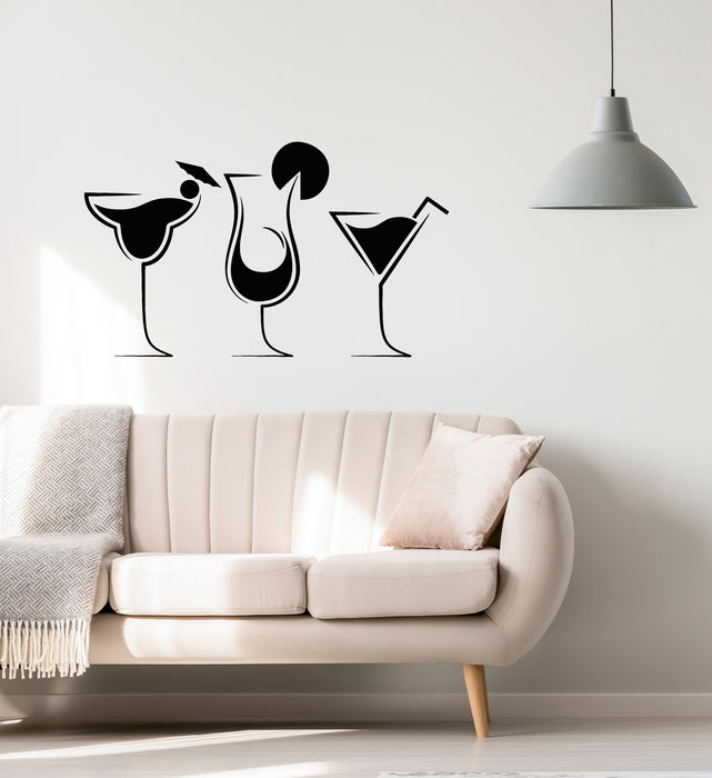 Vinyl Wall Decal Beach Cafe Drink Glass Martini Cocktail Collection Stickers Mural (g8395)