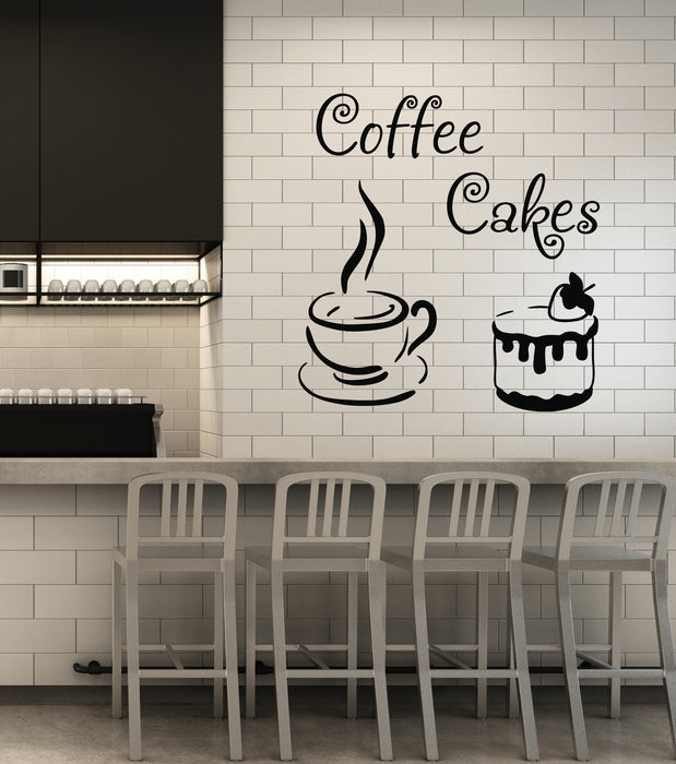 Vinyl Wall Decal Coffee House Cakes Kitchen Dining Room Decor Stickers Mural (ig6099)