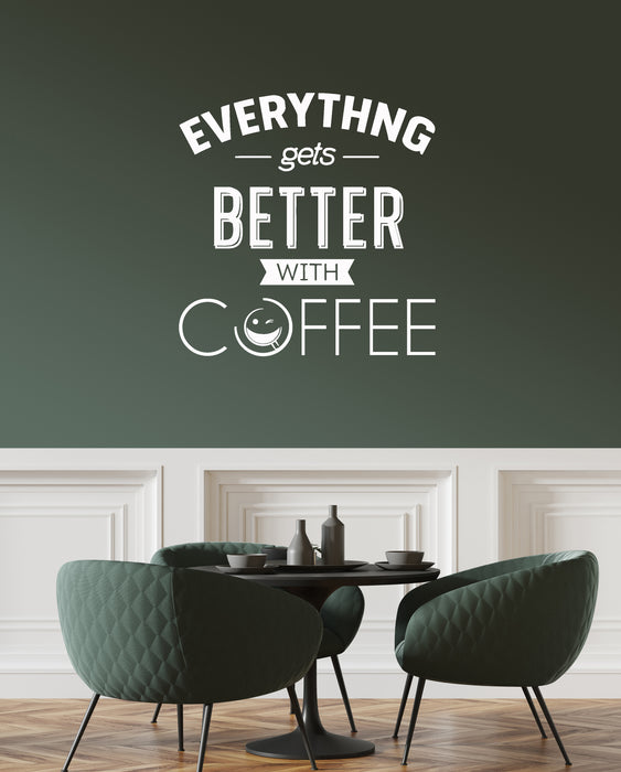 Vinyl Wall Decal Coffee House Positive Quote Kitchen Dining Room Interior Stickers Mural (ig5926)