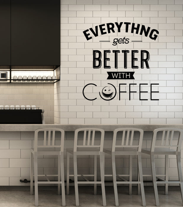Vinyl Wall Decal Coffee House Positive Quote Kitchen Dining Room Interior Stickers Mural (ig5926)