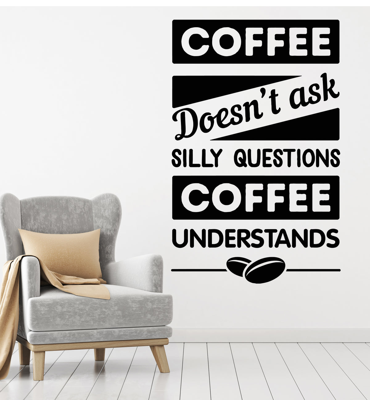 Vinyl Wall Decal Funny Quote Coffee Phrase Cafe Restaurant Decor Stick ...