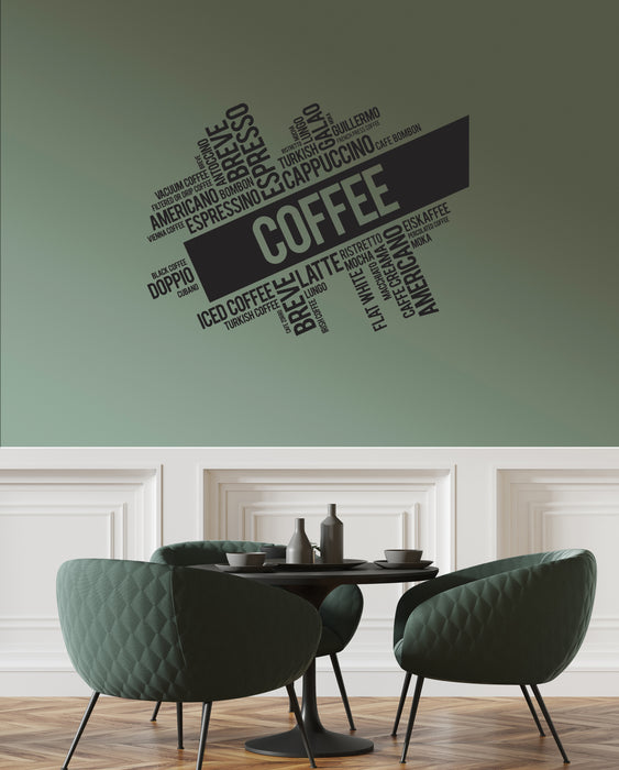 Vinyl Wall Decal Coffee House Words Cloud Kitchen Dining Room Interior Stickers Mural (ig5974)