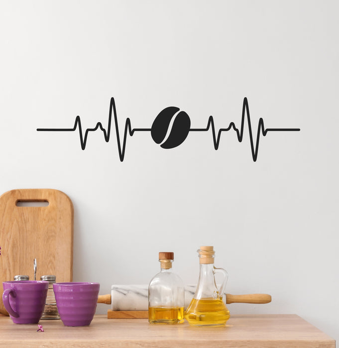 Coffee Pulse Vinyl Wall Decal Coffee House Shop Bean Kitchen Dining Room Stickers Mural (k002)