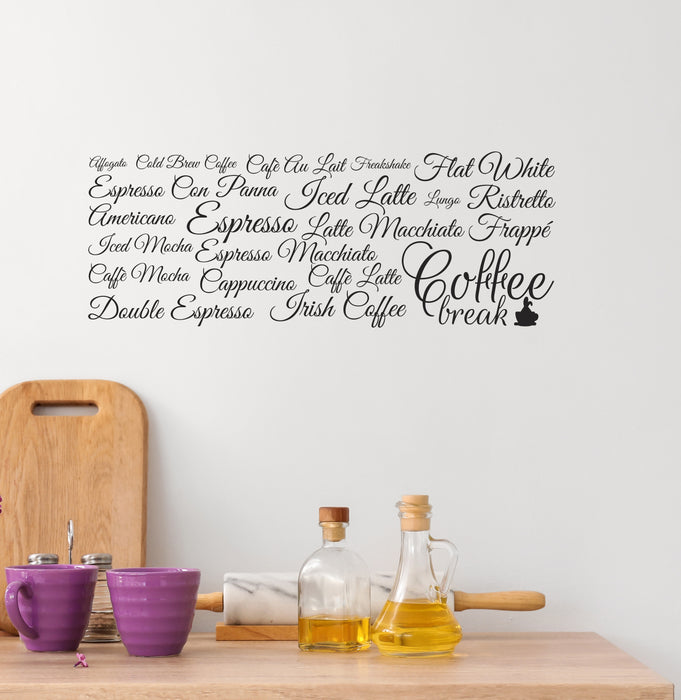 Vinyl Wall Decal Coffee Lover Break House Kitchen Words Stickers Mural (ig6325)