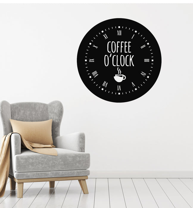 Vinyl Wall Decal Coffee Time House Clock Good Morning Break Room Stickers Mural (g3015)