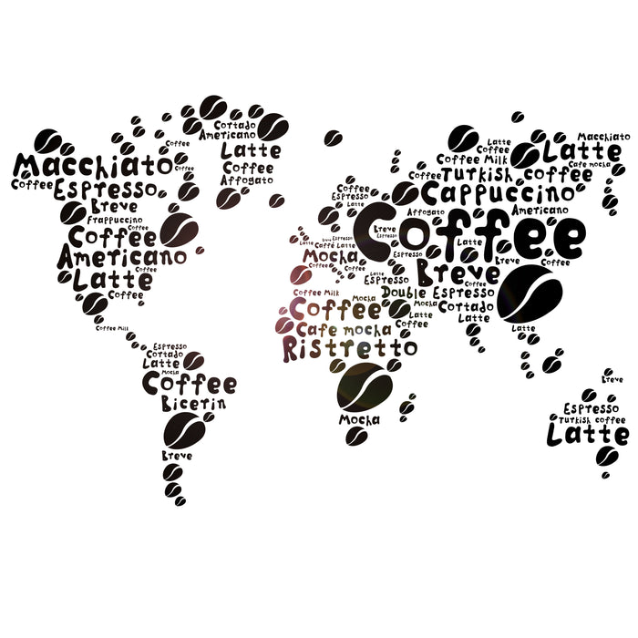 Vinyl Wall Decal Coffee House Map Kitchen Beans Words Art Stickers Mural (ig6300)