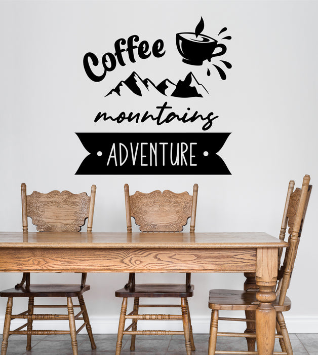 Mountains Adventure Vinyl Wall Decal Coffee Cup Lettering Tourism Stickers Mural (k096)