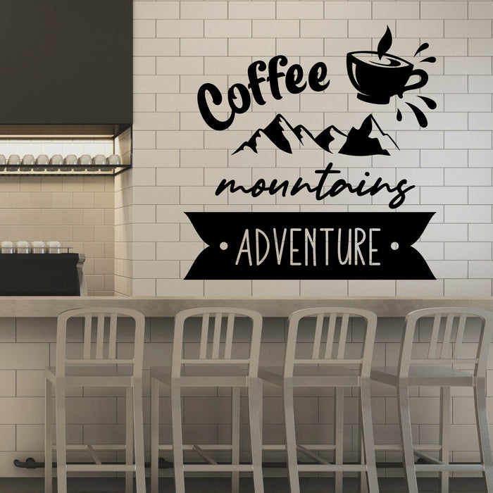 Mountains Adventure Vinyl Wall Decal Coffee Cup Lettering Tourism Stickers Mural (k096)