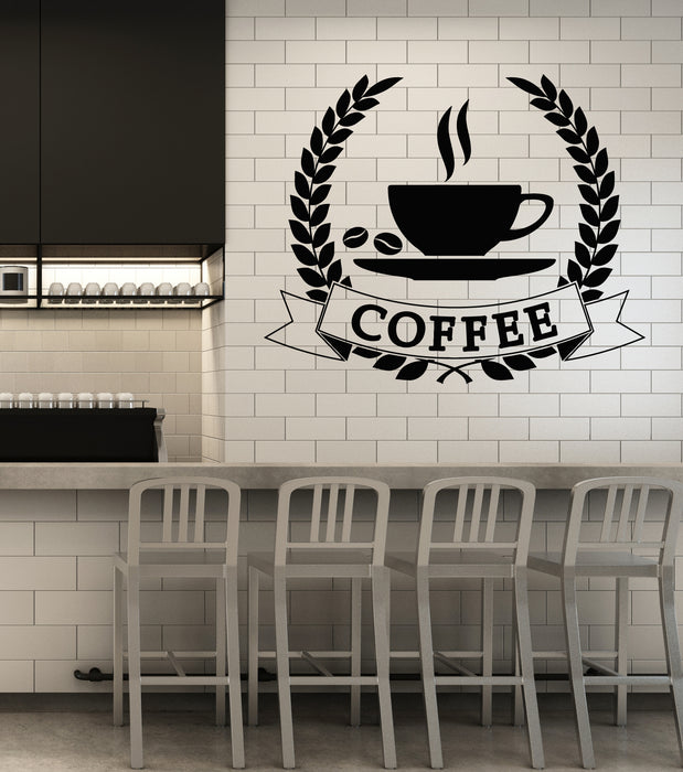 Vinyl Wall Decal Coffee Beans Tea Cup Shop Restaurant Stickers Mural (g6510)
