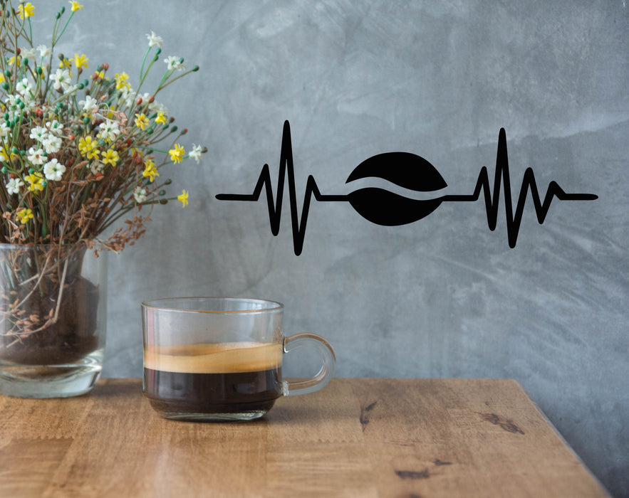 Vinyl Wall Decal Cardiogram Coffee Bean Kitchen Art Cafe Restaurant Stickers Mural (g7375)