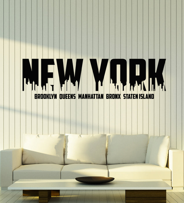 Vinyl Wall Decal New York Lettering USA Big City Home Interior Stickers Mural (g2907)