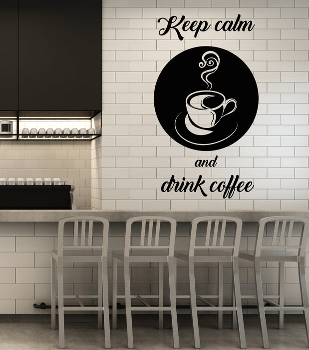 Vinyl Wall Decal Keep Calm And Drink Coffee Cafe Quote Stickers Mural (g5876)