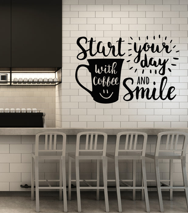 Vinyl Wall Decal Funny Cafe Quote Mug Coffee Time Lettering Stickers Mural (g7155)