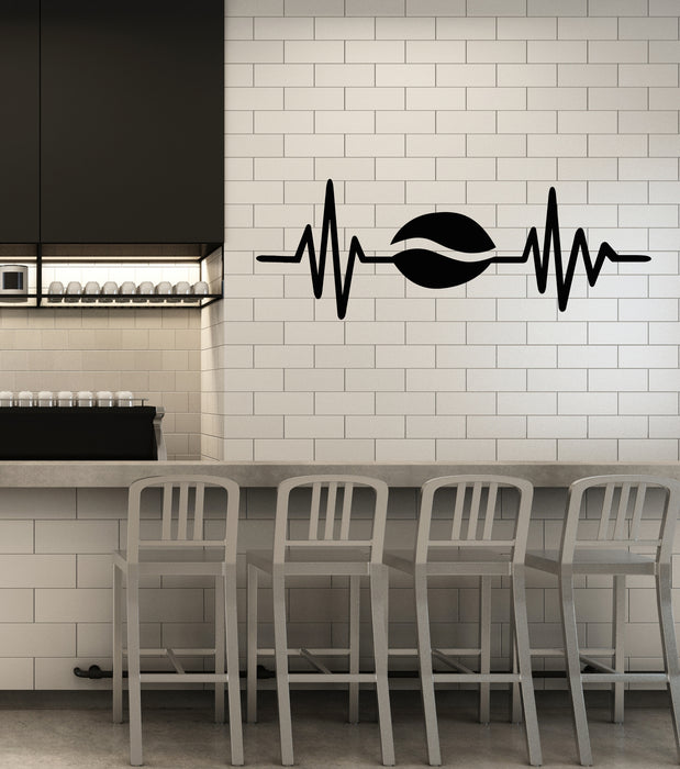 Vinyl Wall Decal Cardiogram Coffee Bean Kitchen Art Cafe Restaurant Stickers Mural (g7375)