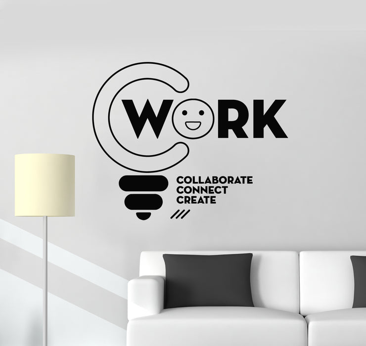 Vinyl Wall Decal Coworking Space Team Create Connect Work Office Style Stickers Mural (g1876)