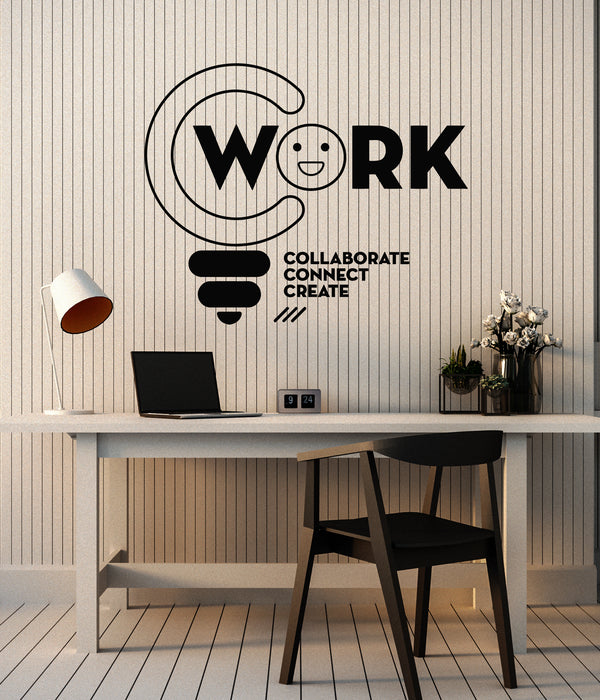 Vinyl Wall Decal Coworking Space Team Create Connect Work Office Style Stickers Mural (g1876)