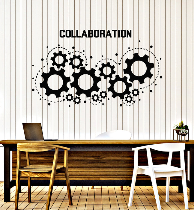 Vinyl Wall Decal Collaboration Gears Office Style Teamwork Stickers Mural (g2510)