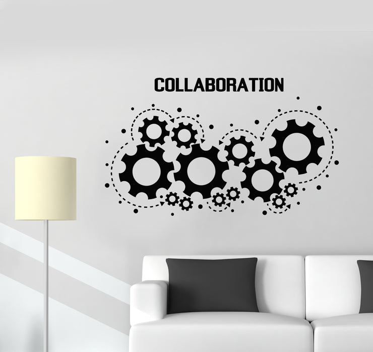 Vinyl Wall Decal Collaboration Gears Office Style Teamwork Stickers Mural (g2510)