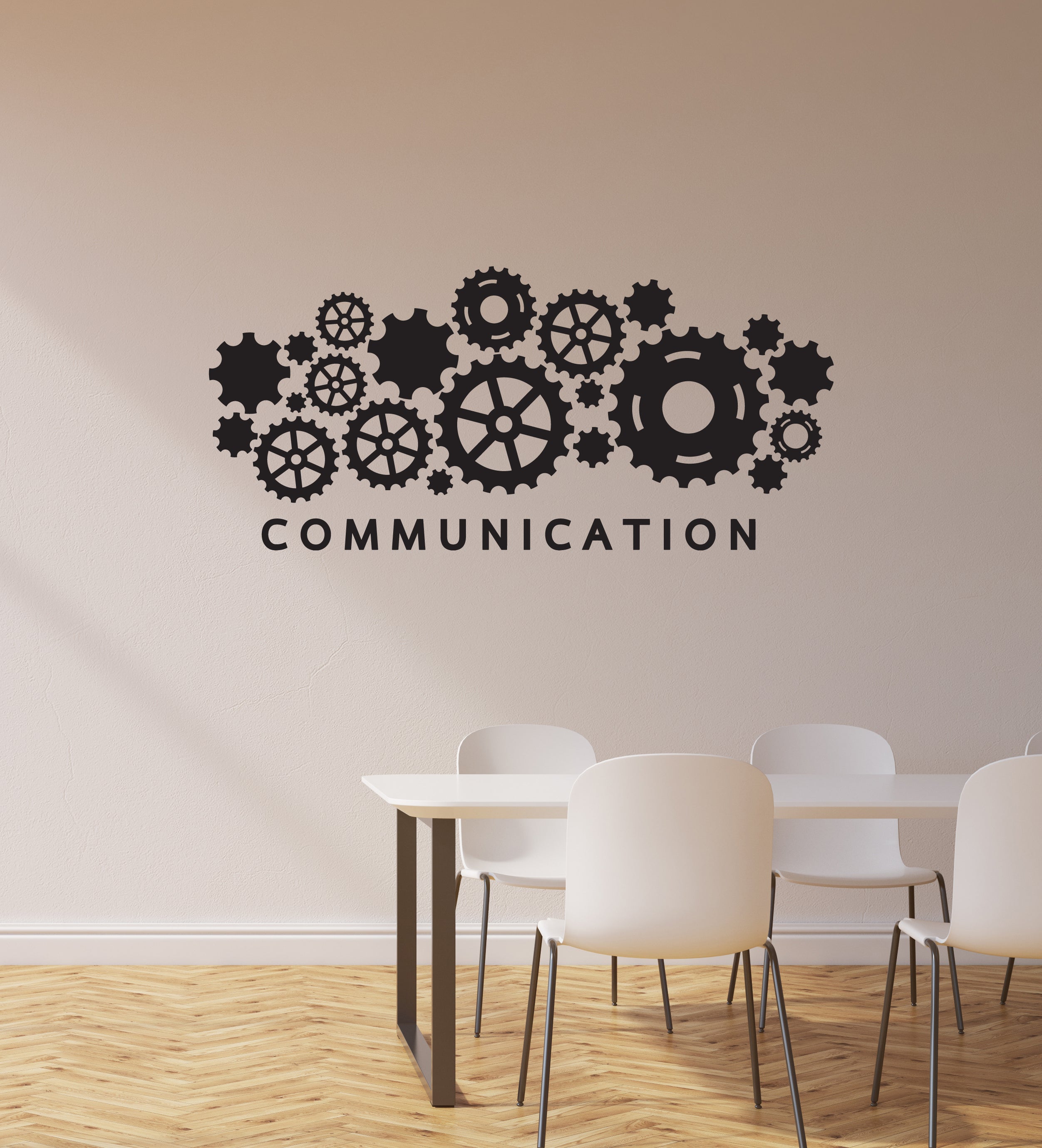 Vinyl Wall Decal Communication Gears Office Room Teamwork Decor Sticke ...