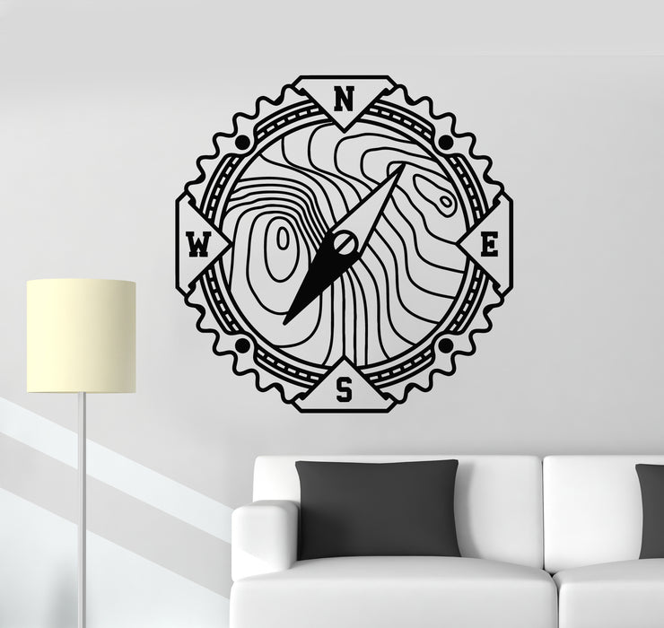 Vinyl Wall Decal Compass Side of World Nautical Adventure Stickers Mural (g1358)