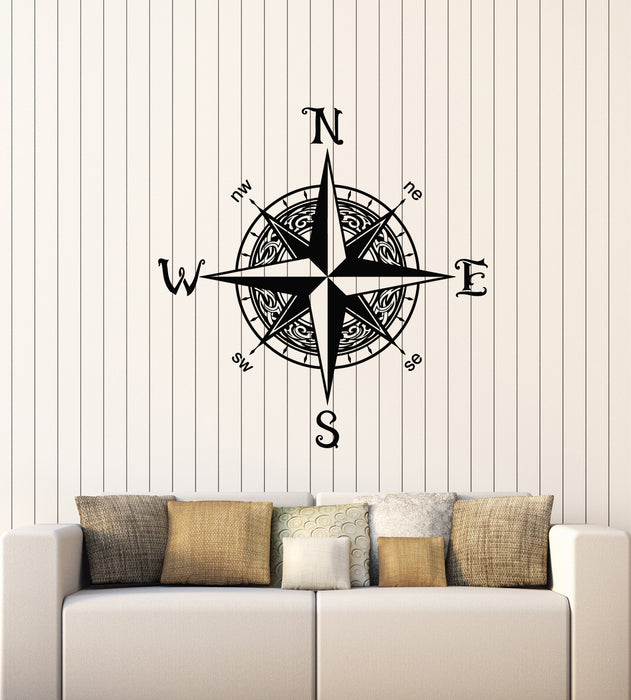 Vinyl Wall Decal Wind Rose Adventure Compass Navigation Stickers Mural (g1637)